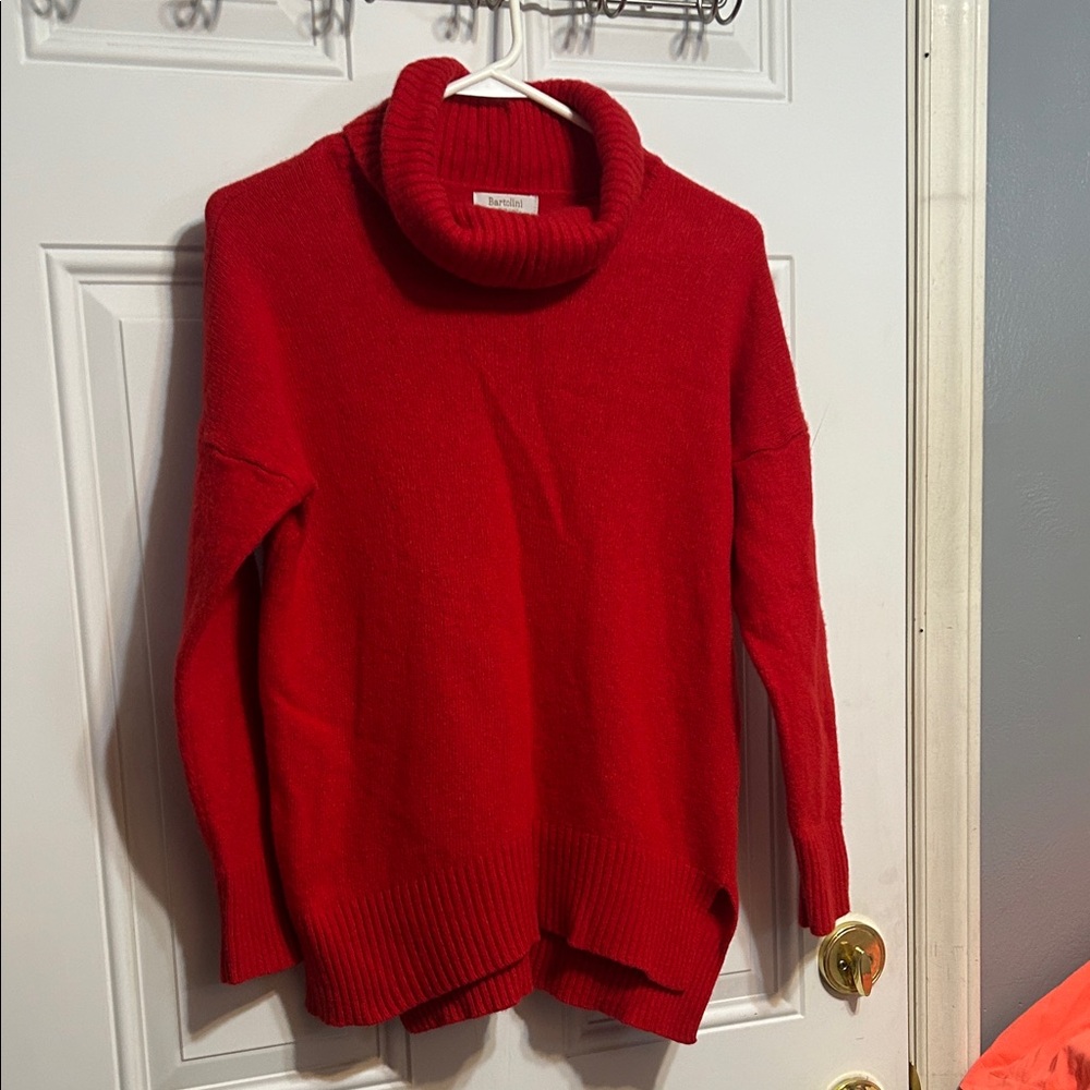 Chic Red Cowl Neck Sweater